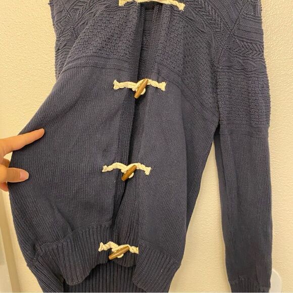 H&M Cotton toggle long Cardigan shawl chunky grandpa fisherman sailor sweater M - Picture 4 of 10